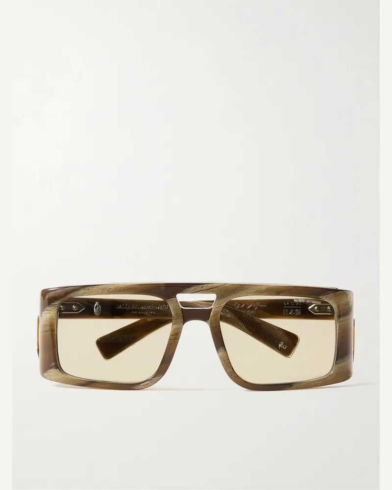 Jacques Marie Mage Decade Collection Windsor Sonnenbrille mit eckigem Rahmen aus Azetat in Schildpattoptik mit silberfarbenen Details Horn