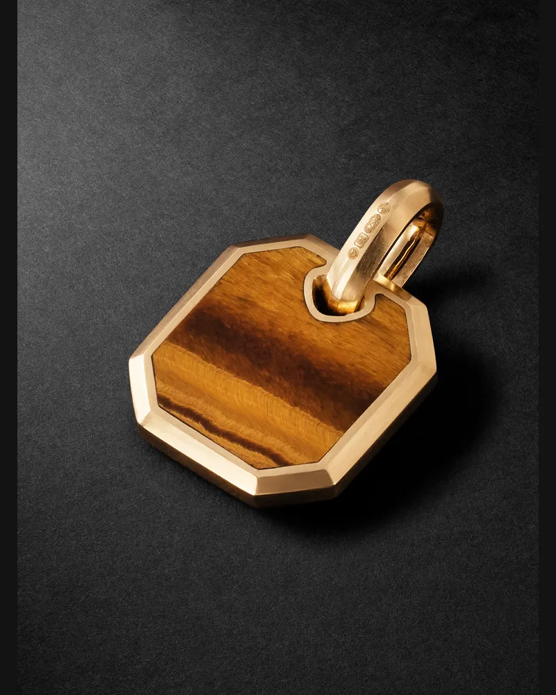 David Yurman 18-Karat Gold Tiger's Eye Pendant Brown