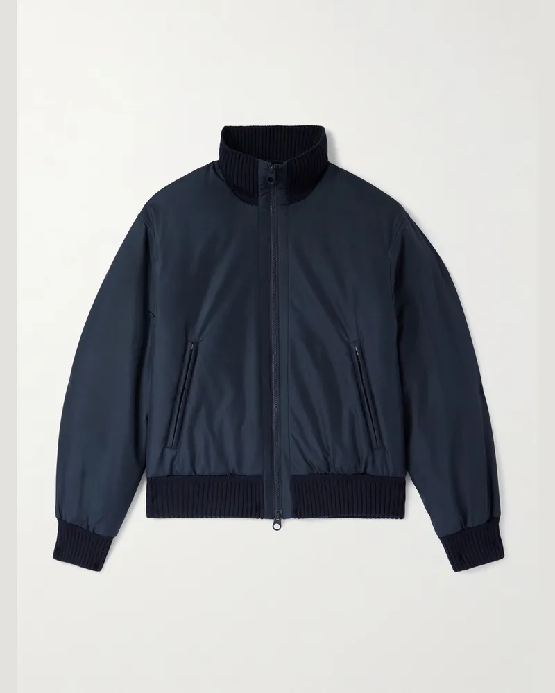 Loro Piana Denzel wattierte Bomberjacke aus technischer Seide mit Storm-System®-Beschichtung Blau
