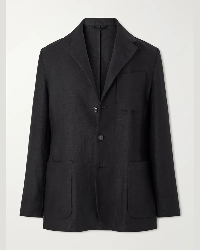 SAMAN AMEL Nehru Linen Jacket Black