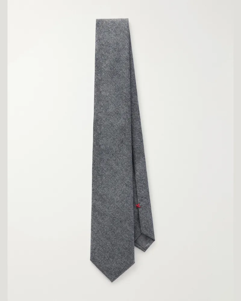 Brunello Cucinelli 8cm Virgin Wool-Flannel Tie Gray
