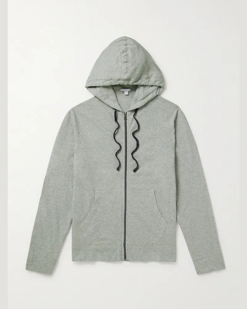 James Perse Cotton-Jersey Zip-Up Hoodie Gray