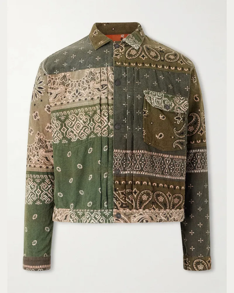 KAPITAL Reversible Bandana-Print Cotton-Flannel Jacket Green