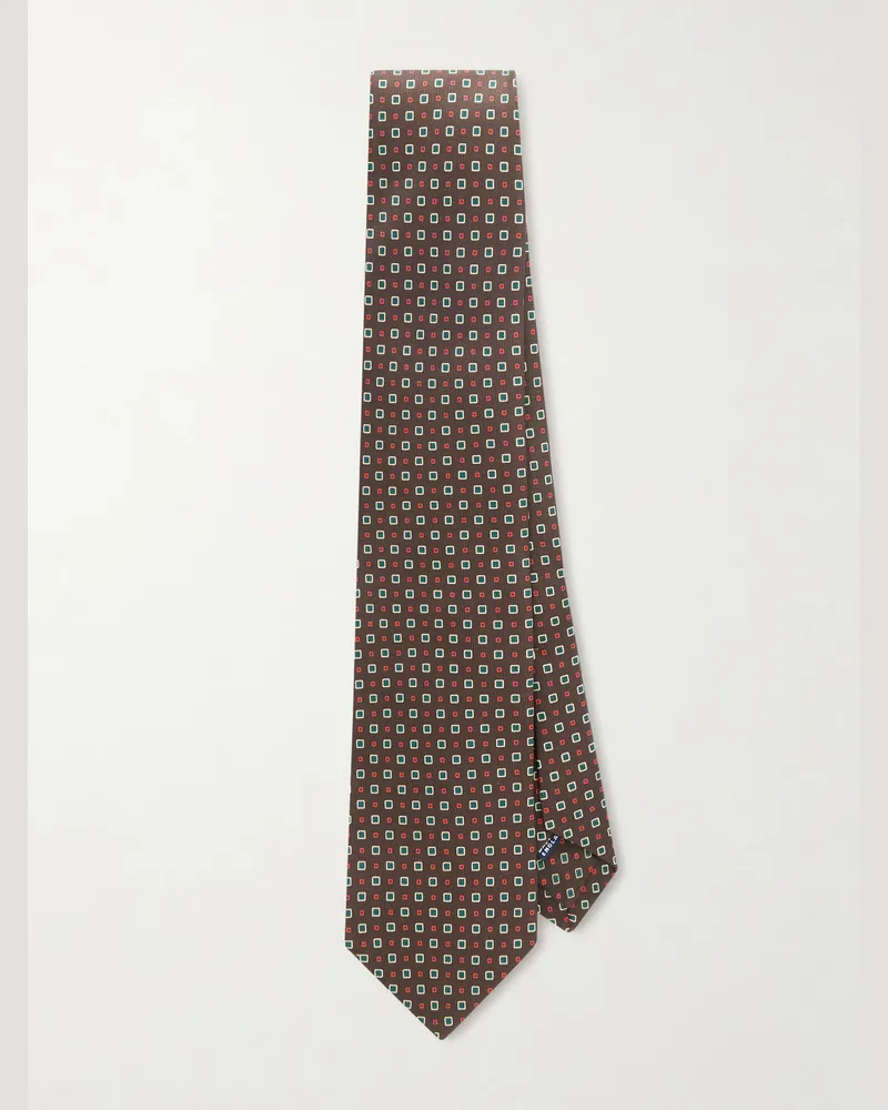 Drake's HIM 8cm Printed Silk Tie Burgundy