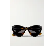 Injected Sonnenbrille mit rundem Rahmen aus Azetat in Schildpattoptik