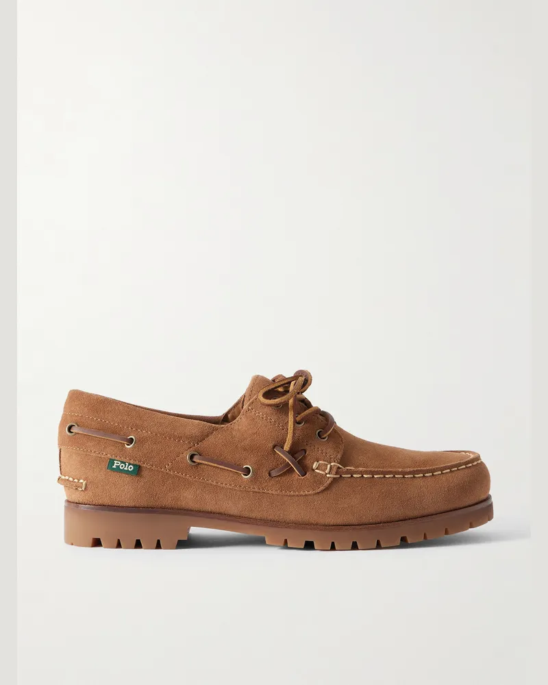 Ralph Lauren Ranger Bootsschuhe aus Veloursleder Braun