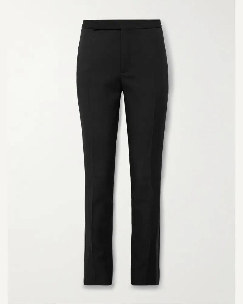 Saint Laurent Slim-Fit Virgin Wool Grain de Poudre Trousers Black