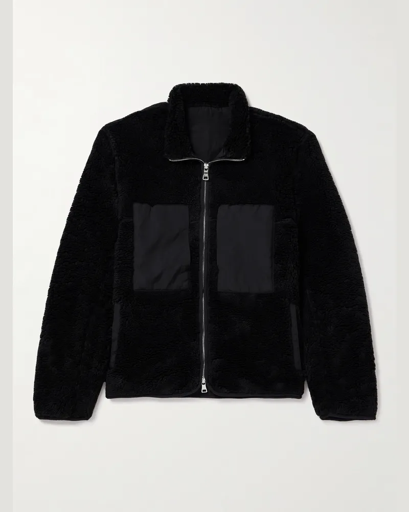 MR P. Jacke aus Fleece mit Shell-Besatz Schwarz