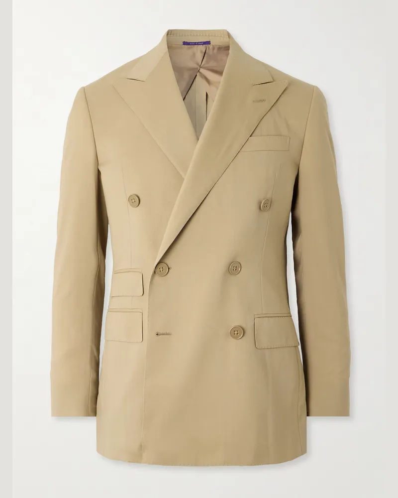 Ralph Lauren Kent Double-Breasted Wool Suit Jacket Neutrals