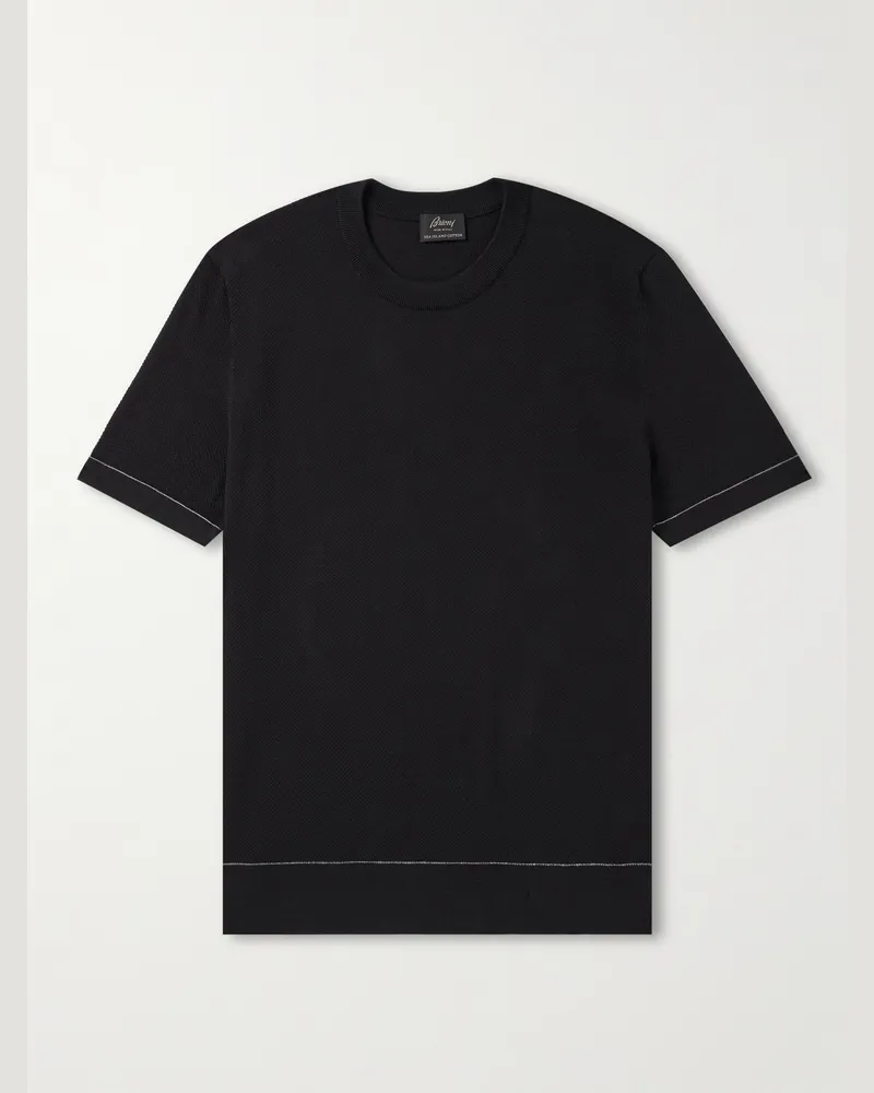 Brioni T-Shirt aus Piqué aus Sea-Island-Baumwolle Schwarz