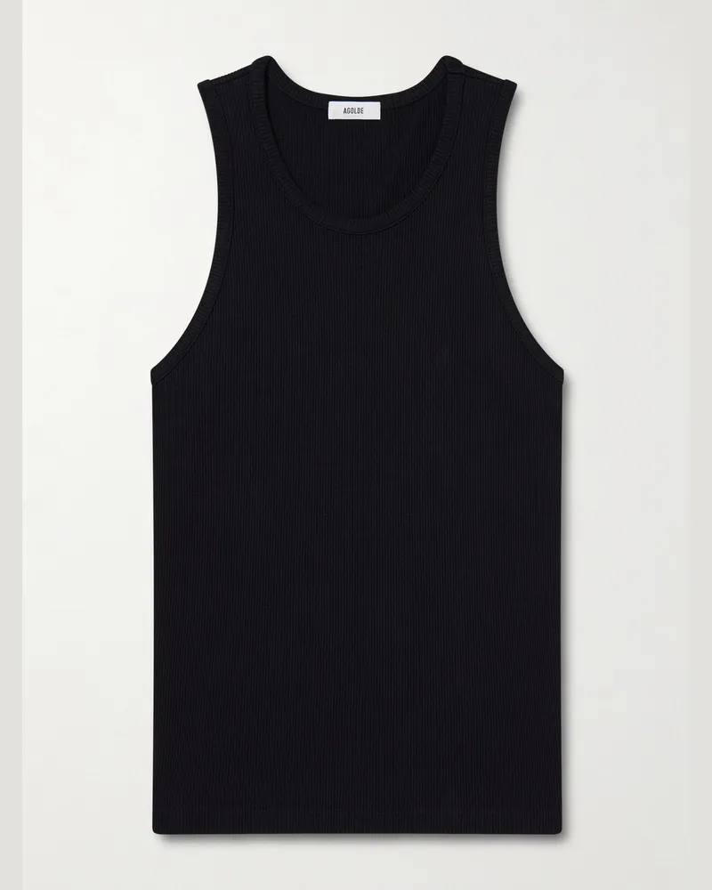 AGOLDE Viggo geripptes Tanktop aus einer Mischung aus Stretch-Biobaumwolle und Tencel™ Lyocell Schwarz