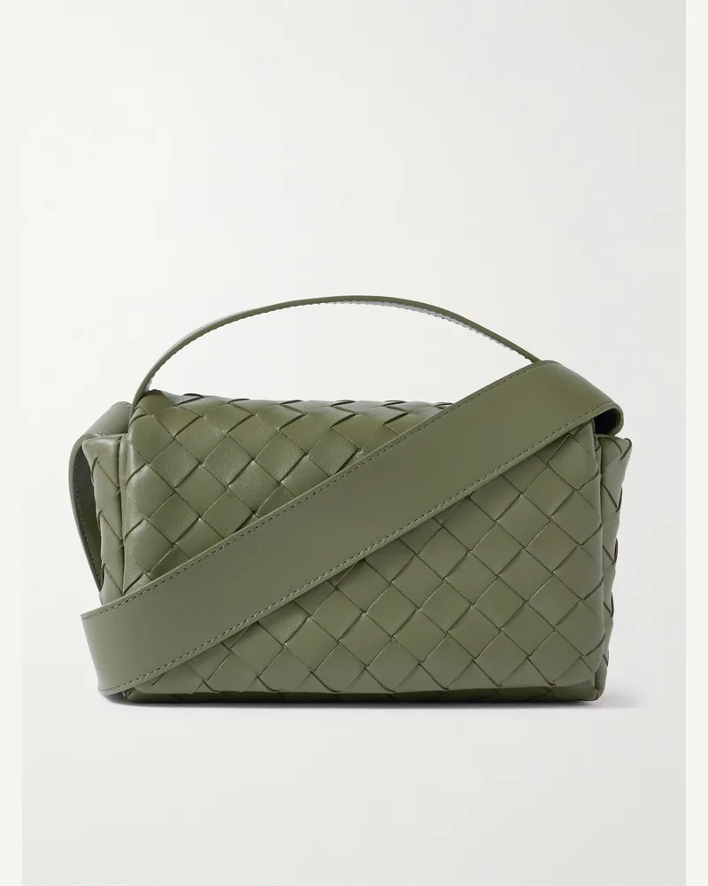 Bottega Veneta Intrecciato Leather Messenger Bag Green