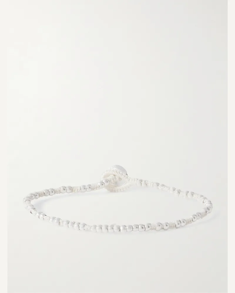 Mikia Sterling Silver and Silk-Cord Beaded Bracelet Silver