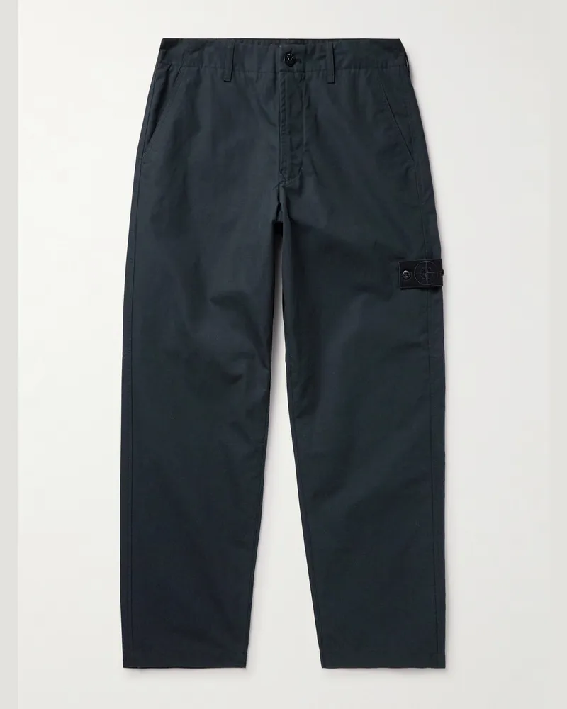 Stone Island GHOST Straight-Leg Logo-Appliquéd Organic Cotton Chinos Blue