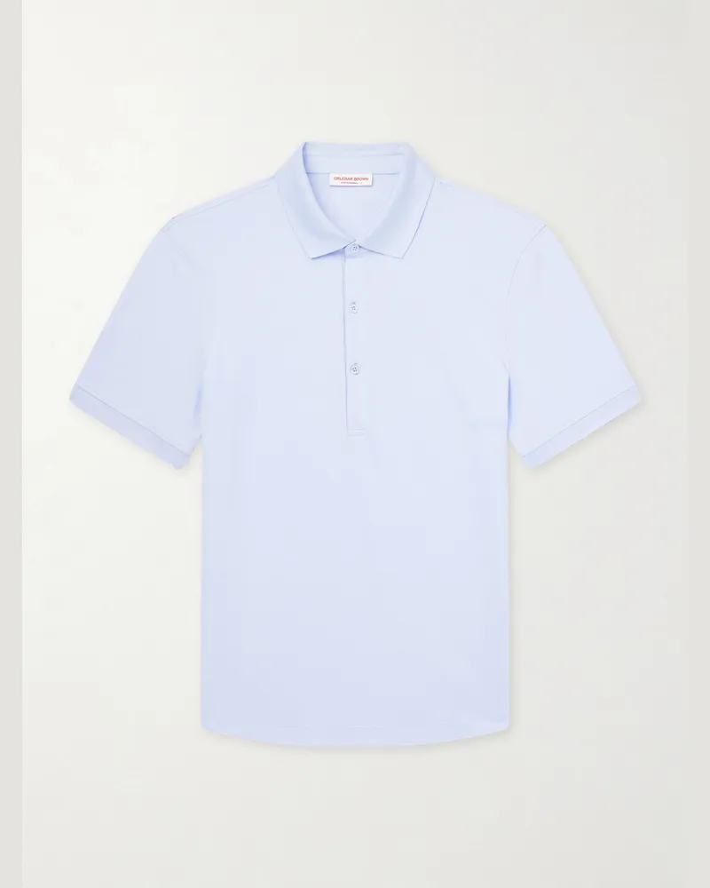 Orlebar Brown Bruno Cotton-Piqué Polo Shirt Blue