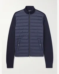 Herno Schmal geschnittene Daunenjacke aus gestepptem Nylon und einer Woll-Seidenmischung Blau