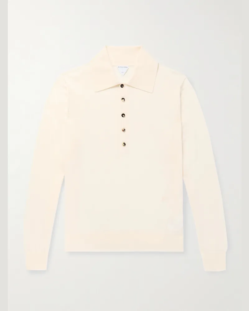 Bottega Veneta Cashmere Polo Shirt Neutrals