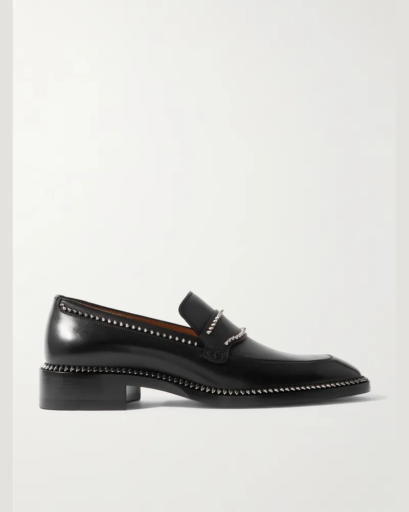 Christian Louboutin Cocoriclou Moc Loafers aus Leder mit Nieten Schwarz