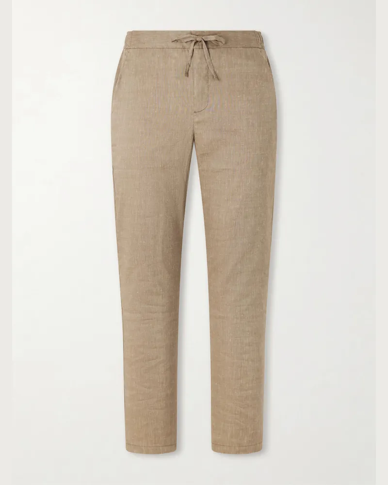 Frescobol Carioca Straight-Leg Cotton Suit Trousers Neutrals