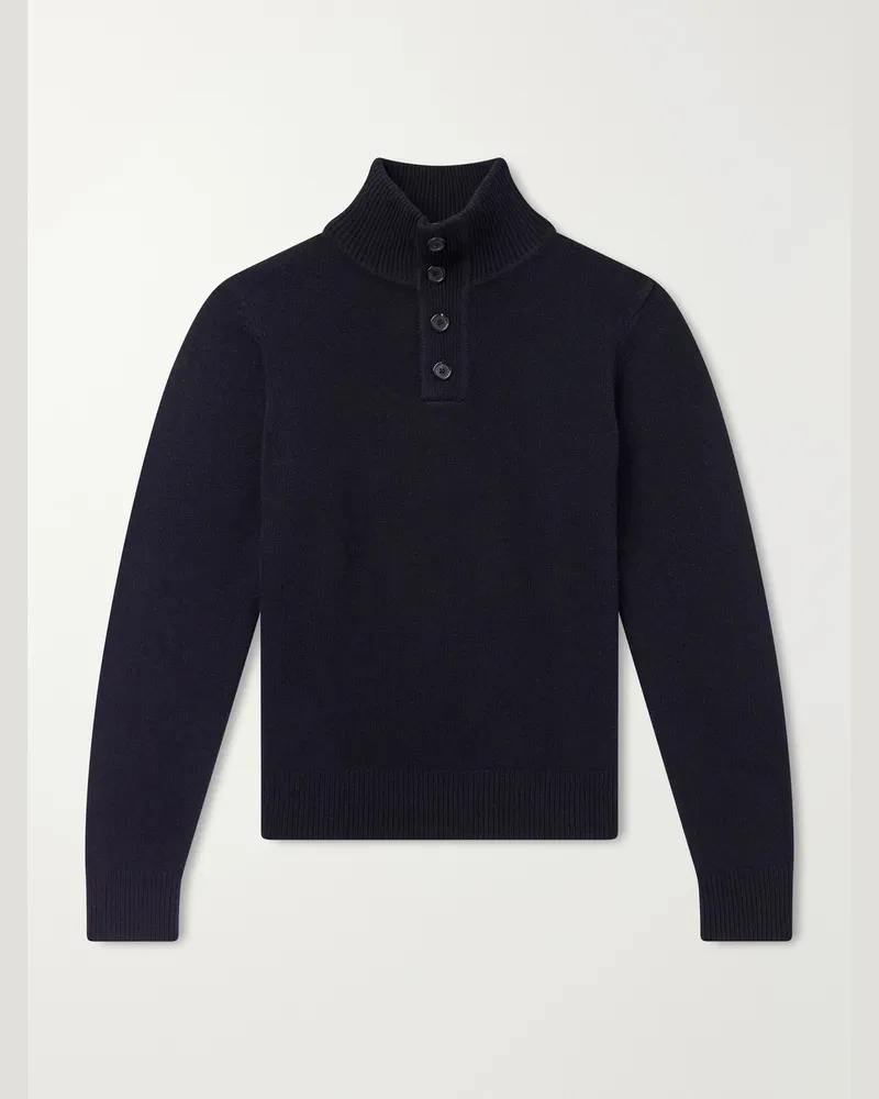 Nili Lotan Natan Wool and Cashmere-Blend Sweater Blue