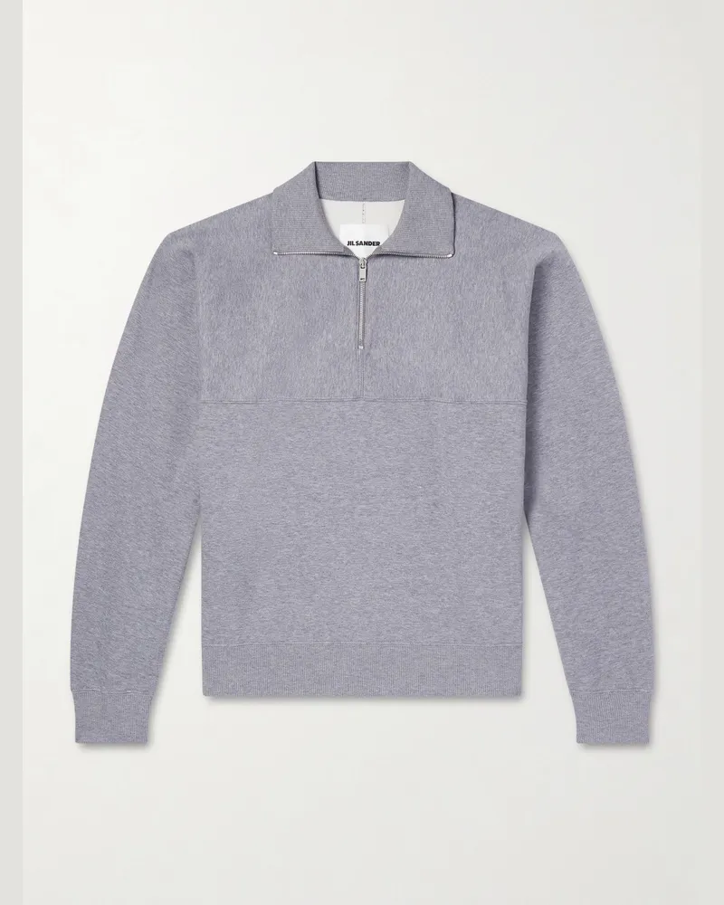 Jil Sander Sweatshirt aus Baumwoll-Jersey mit kurzem Reißverschluss Grau