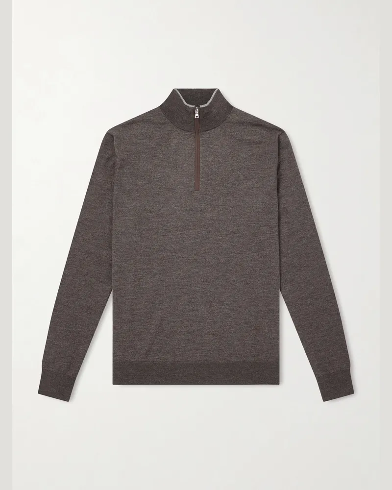 Peter Millar Excursionist Merino Wool-Blend Half-Zip Sweater Brown