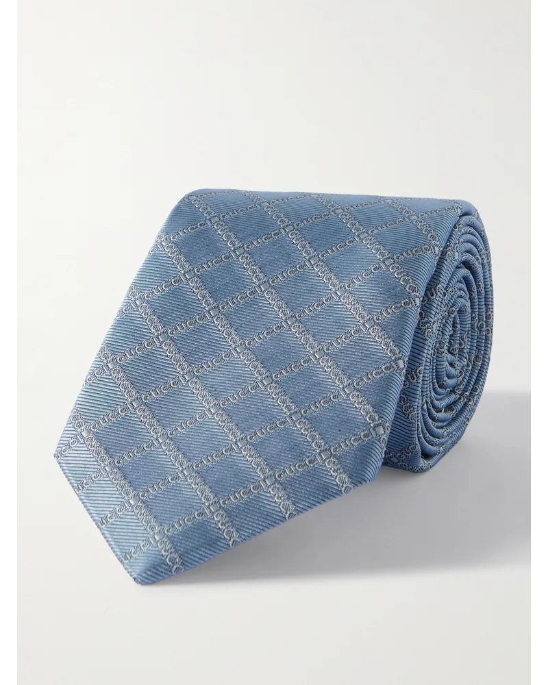 Gucci Krawatte aus Seiden-Twill mit Jacquard-Logomuster, 7 cm Blau