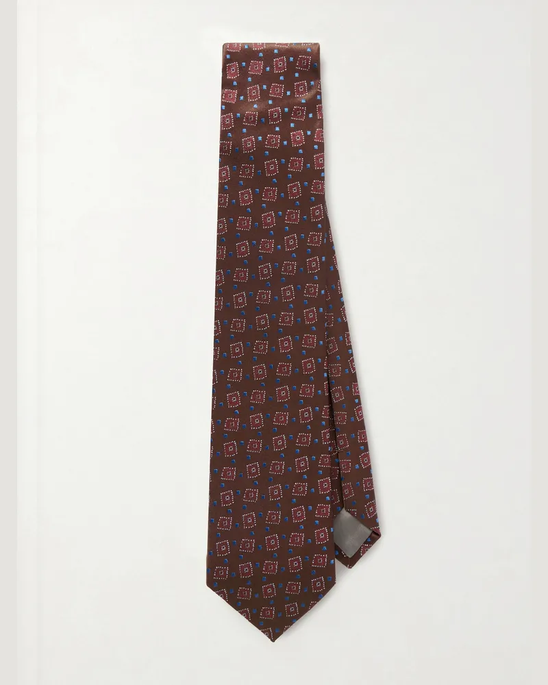 Charvet 8.5cm Silk-Jacquard Tie Brown