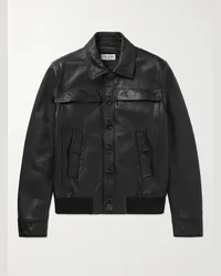 Saint Laurent Wattierte Jacke aus Leder Schwarz