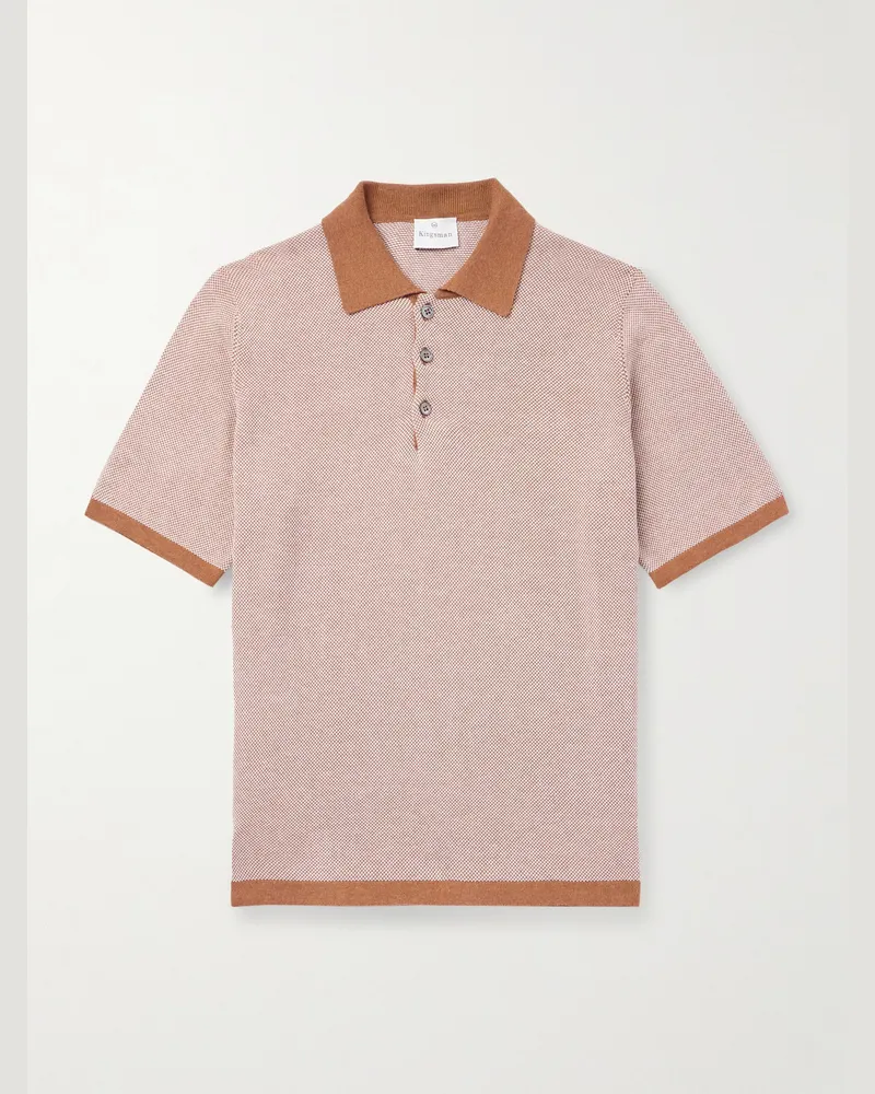 Kingsman Birdseye Cotton Polo Shirt Brown