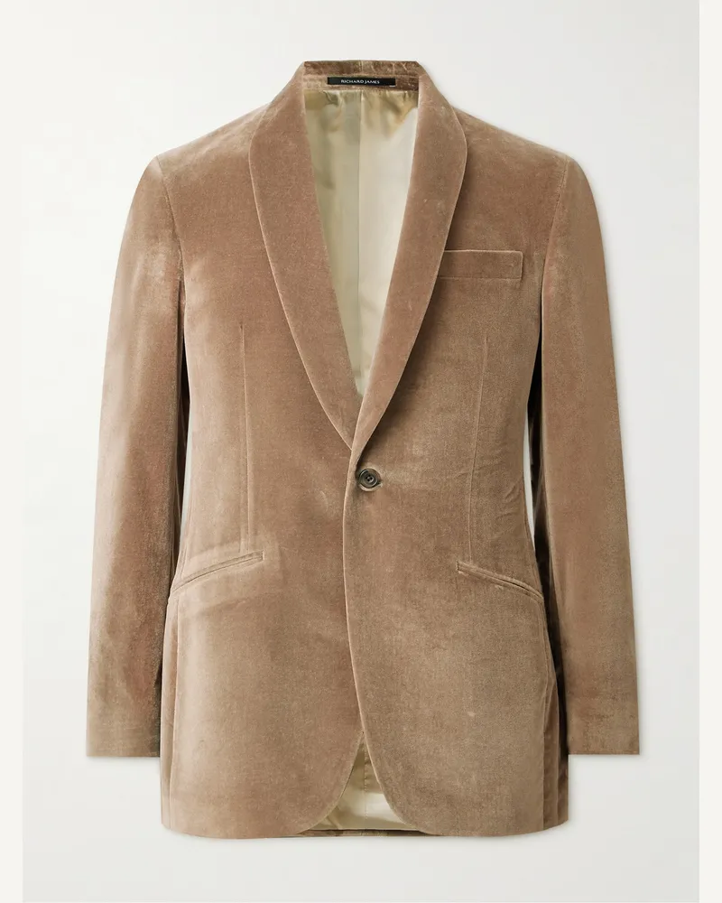 Richard James Hyde schmal geschnittene Smokingjacke aus Baumwollsamt Braun