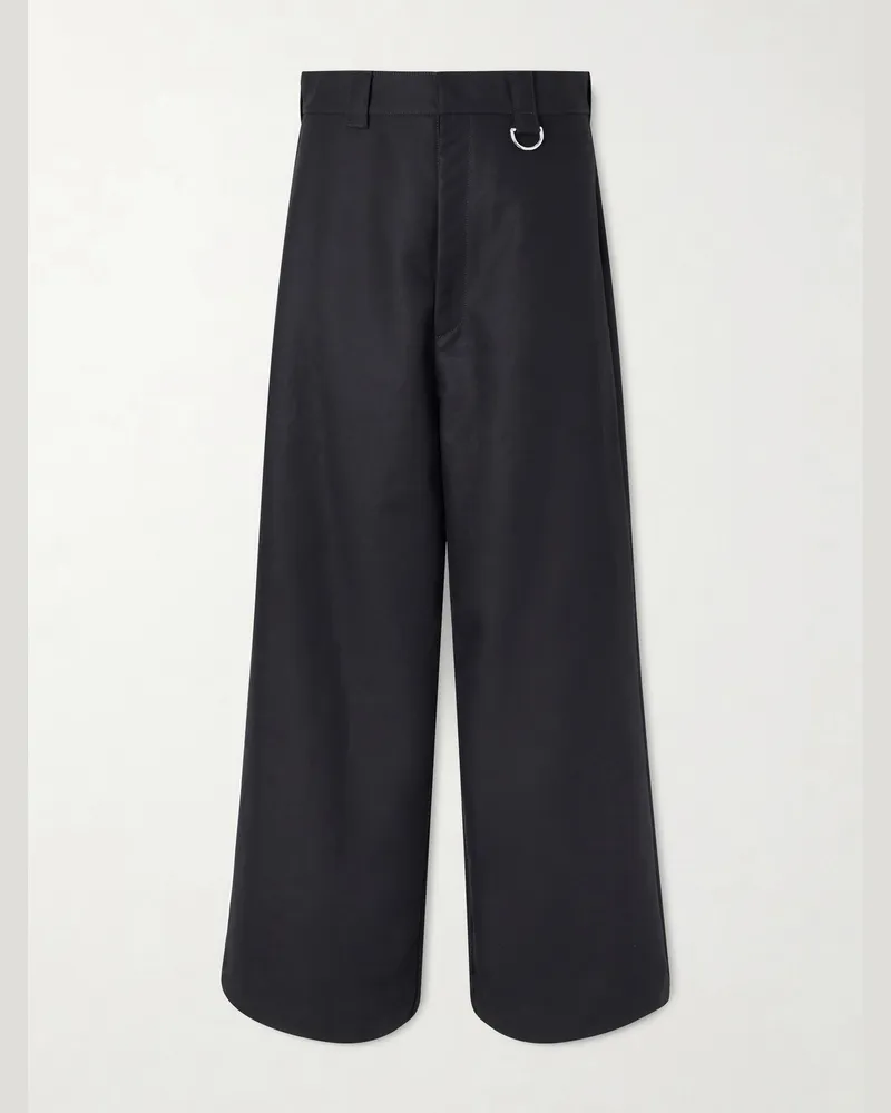 Balenciaga Straight-Leg Cotton-Gabardine Trousers Black