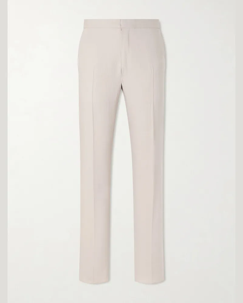 Ermenegildo Zegna Straight-Leg Linen Trousers Neutrals