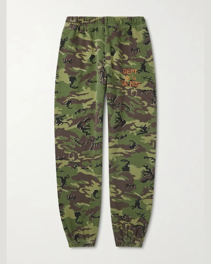 GALLERY DEPT. Schmal zulaufende Jogginghose aus Baumwoll-Jersey mit Camouflage- und Logoprint Grün