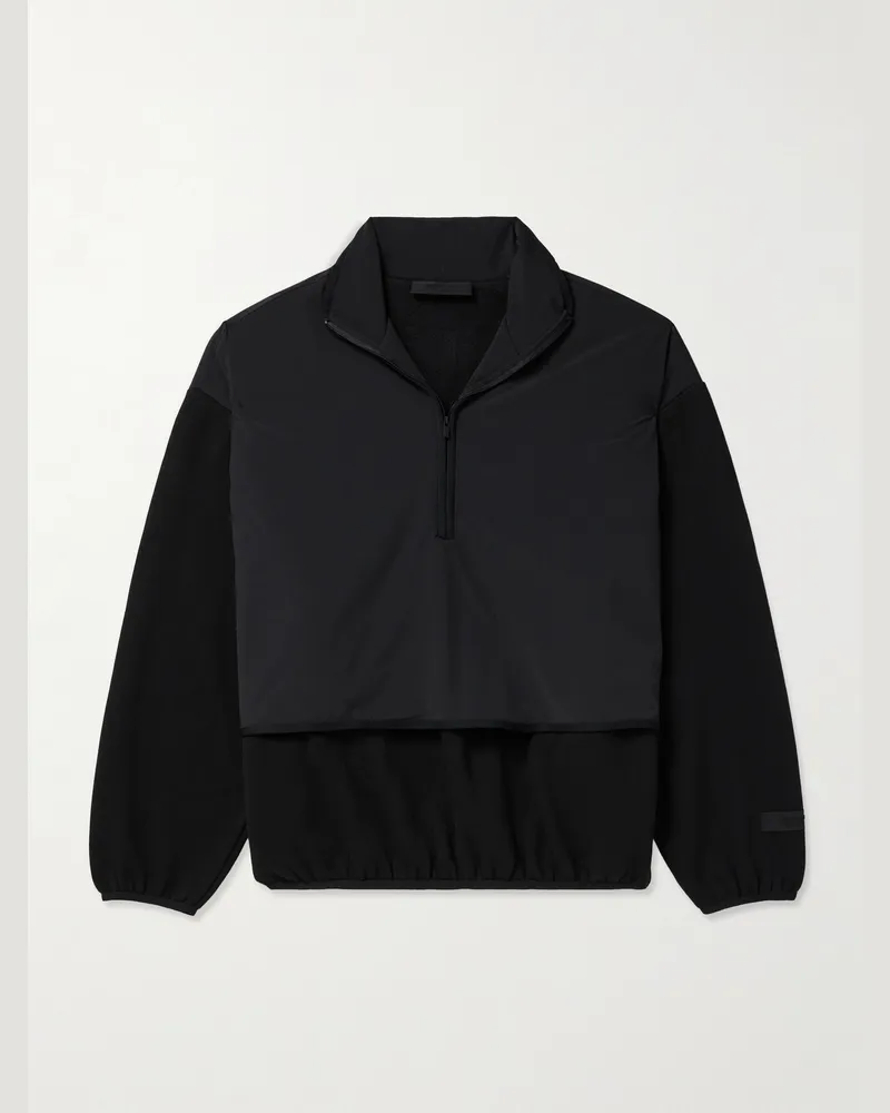 Fear of God Mehrlagiges Sweatshirt aus Fleece aus einer Baumwollmischung und Shell mit kurzem Reißverschluss Schwarz