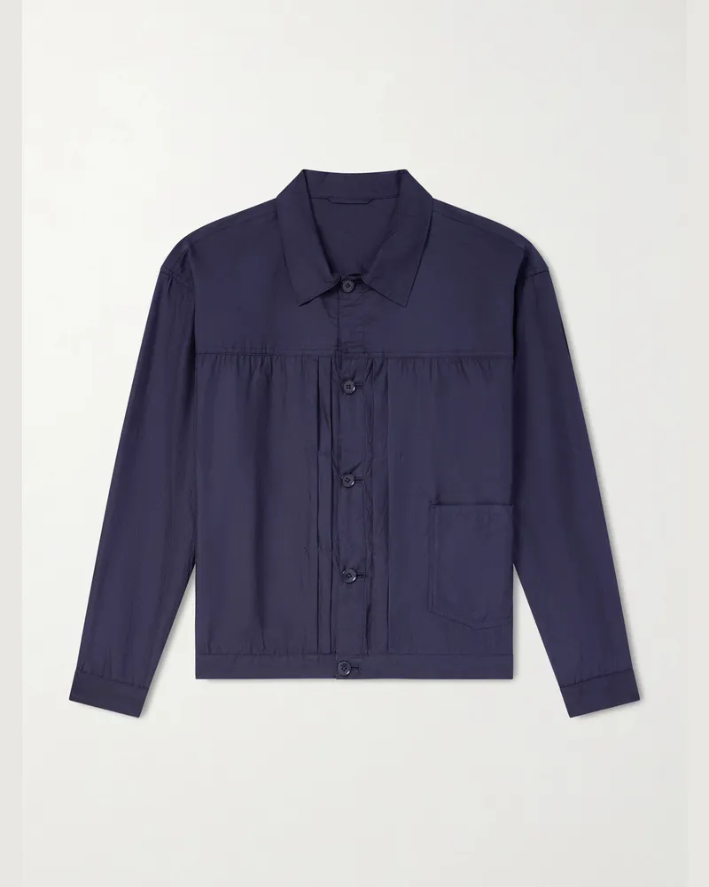 Kaptain Sunshine Cotton and Silk-Blend Twill Shirt Blue