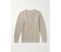 Aran Pullover aus Leinen in Zopfstrick