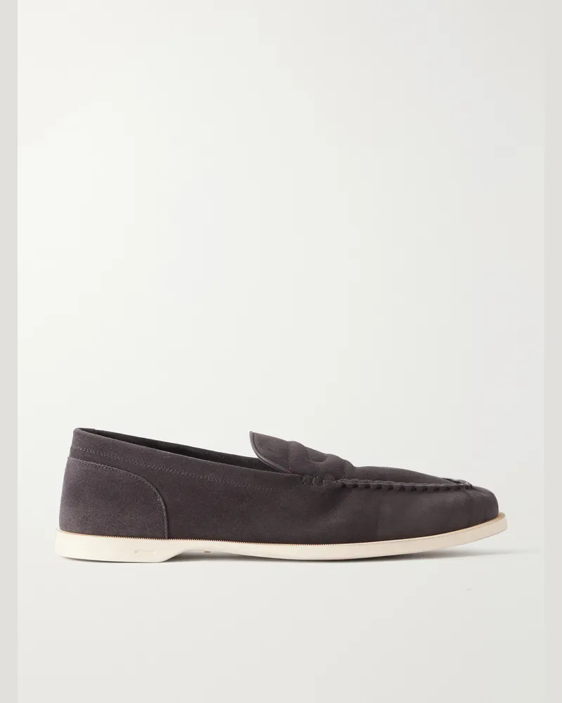 John Lobb Pace Suede Loafers Gray