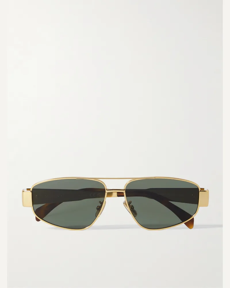 Celine Triomphe Metal 03 goldfarbene Sonnenbrille mit D-Rahmen Gold