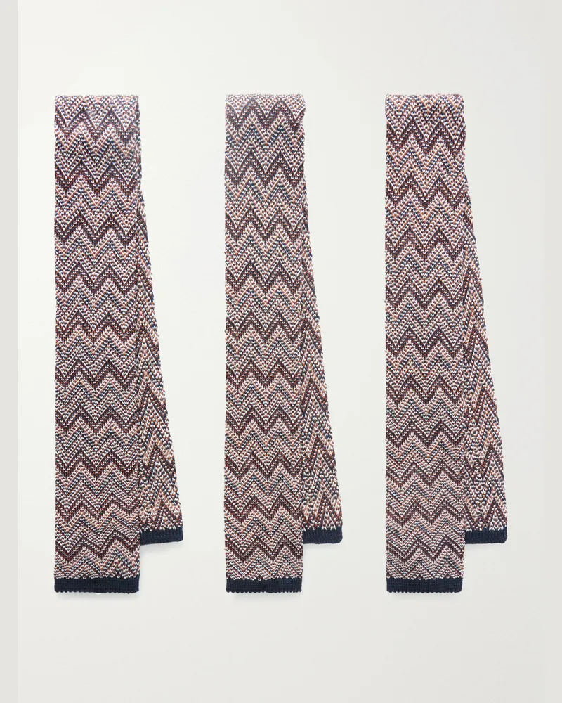 Missoni Set aus drei Krawatten aus Strick aus einer Baumwoll-Seidenmischung, 6 cm Mehrfarbig