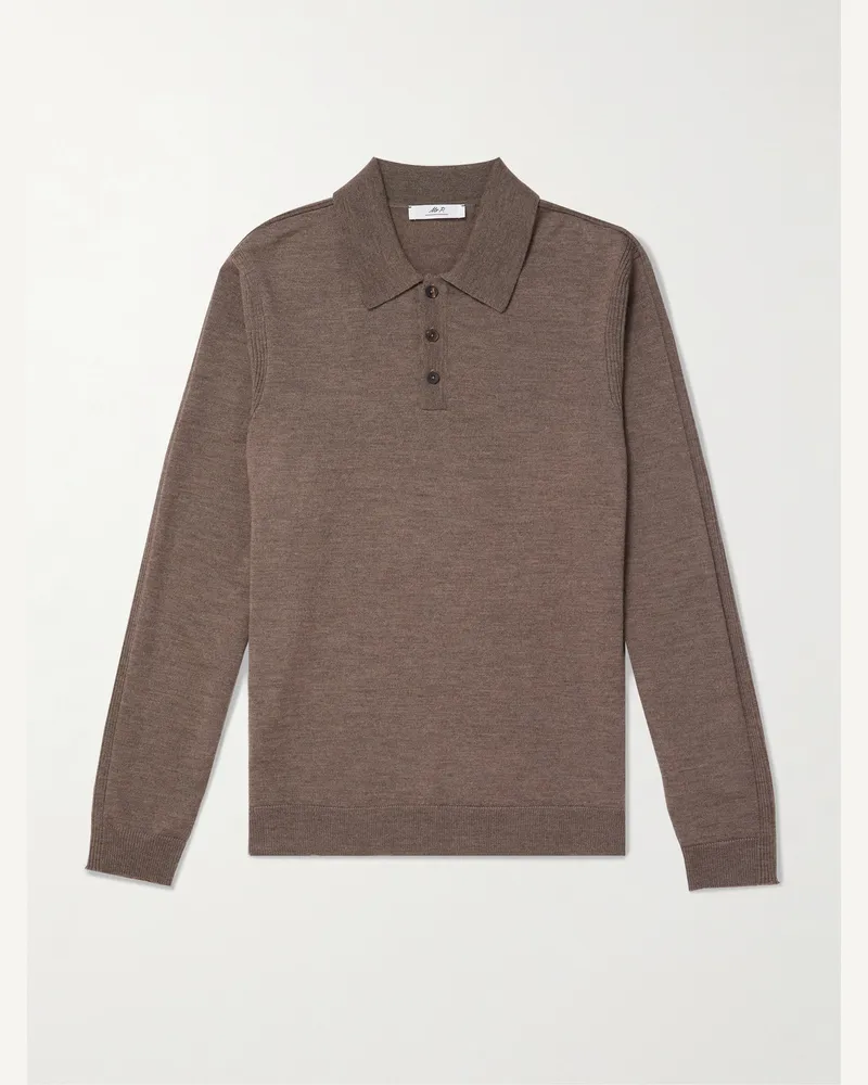 MR P. Pullover aus Merinowolle mit Polokragen Braun