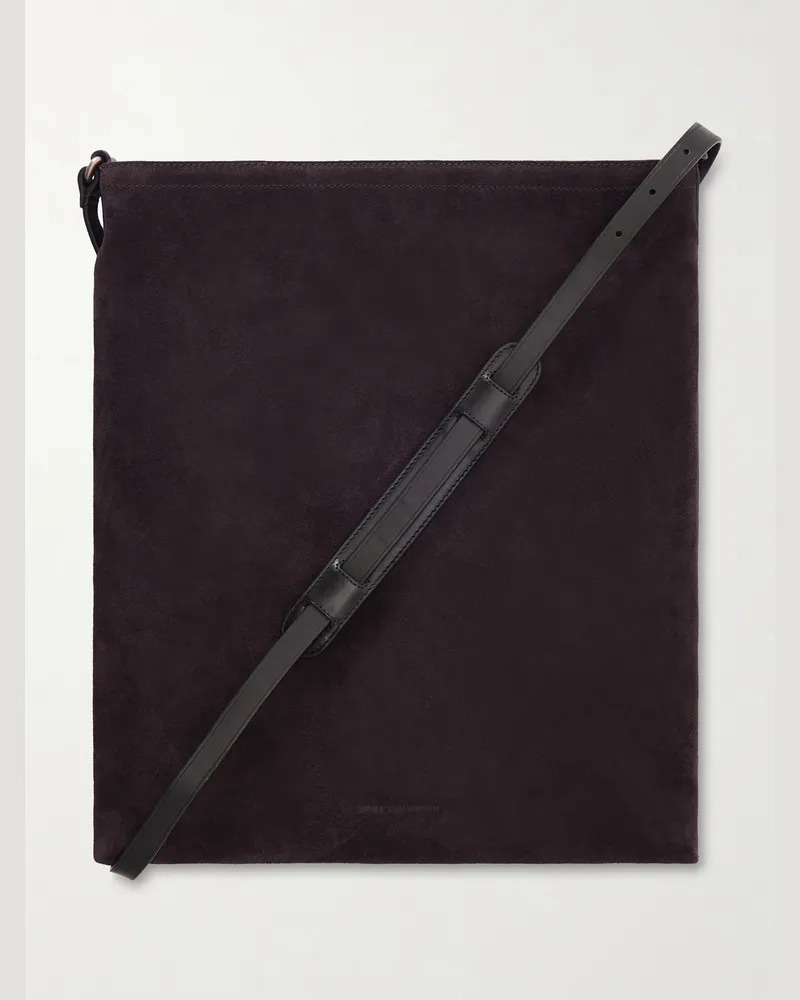 Dries van Noten Leather-Trimmed Canvas Messenger Bag Brown