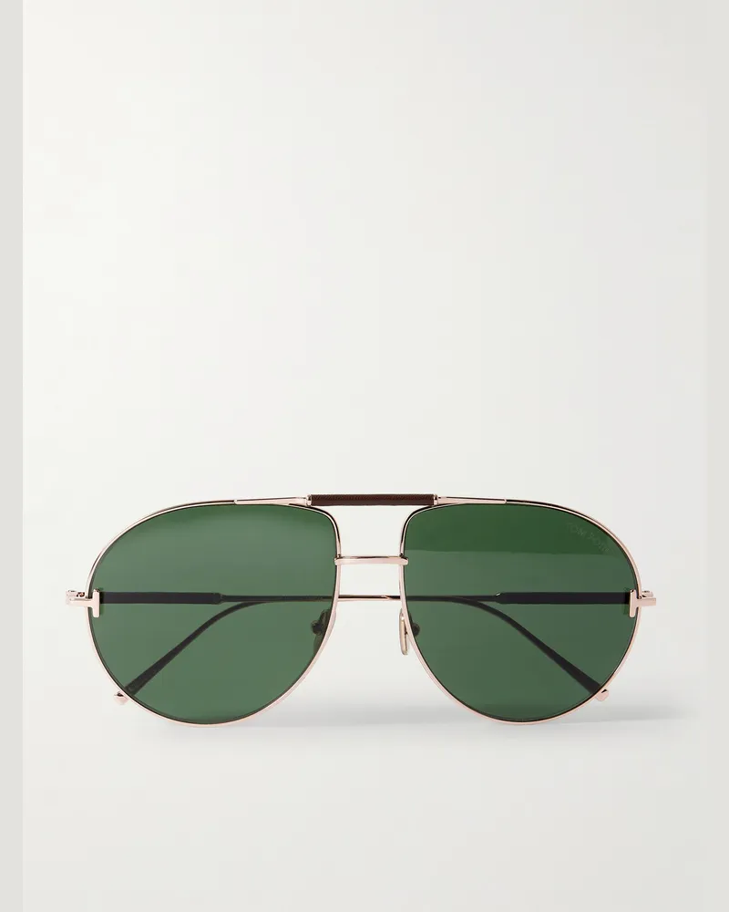 Tom Ford Lou goldfarbene Pilotensonnenbrille Gold