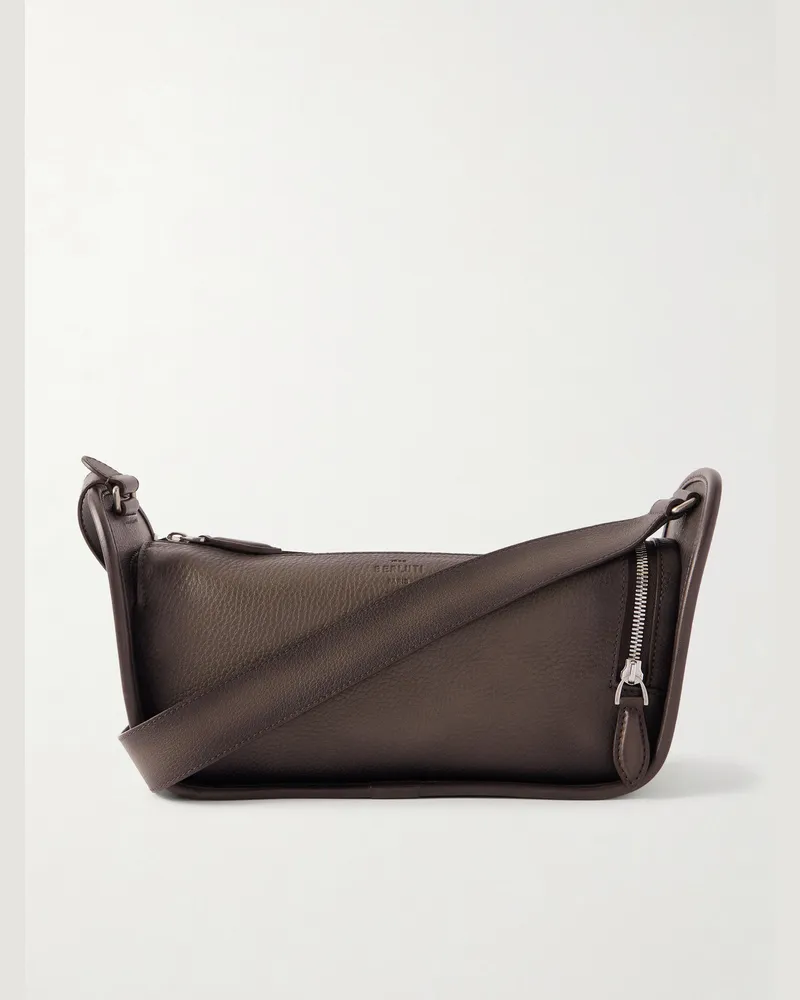 Berluti Périple Full-Grain Leather Messenger Bag Brown