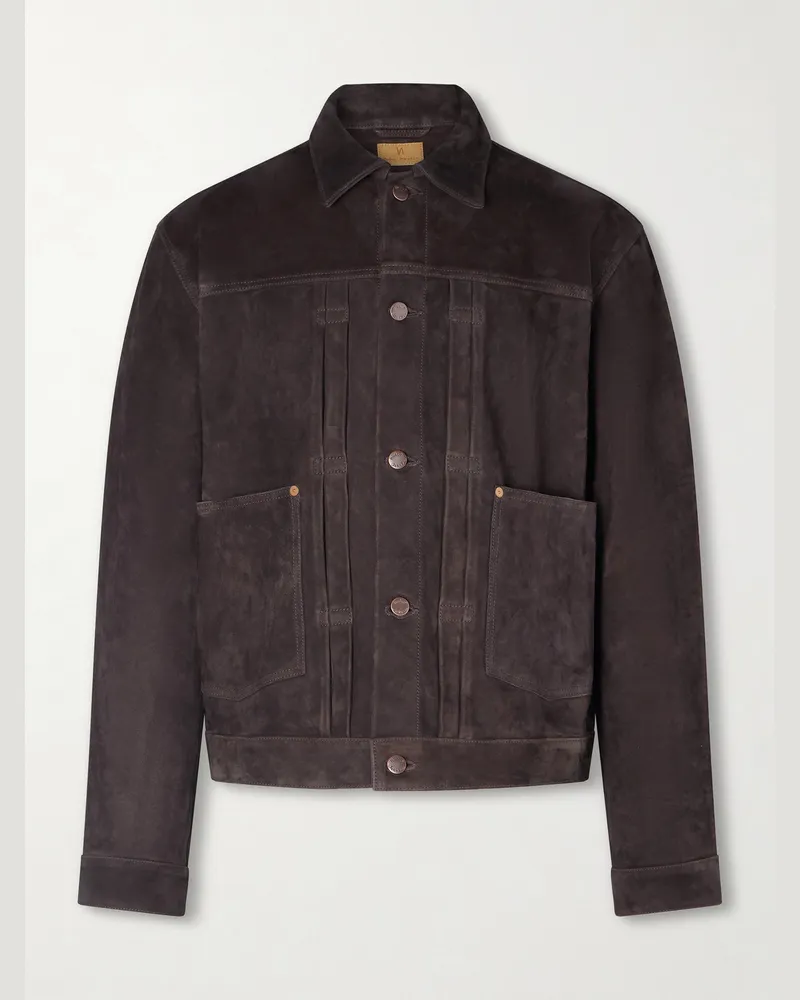 Nudie Jeans Dante II Suede Trucker Jacket Brown