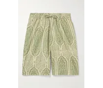 Gerade geschnittene Shorts aus Baumwolle mit Print und Kordelzugbund