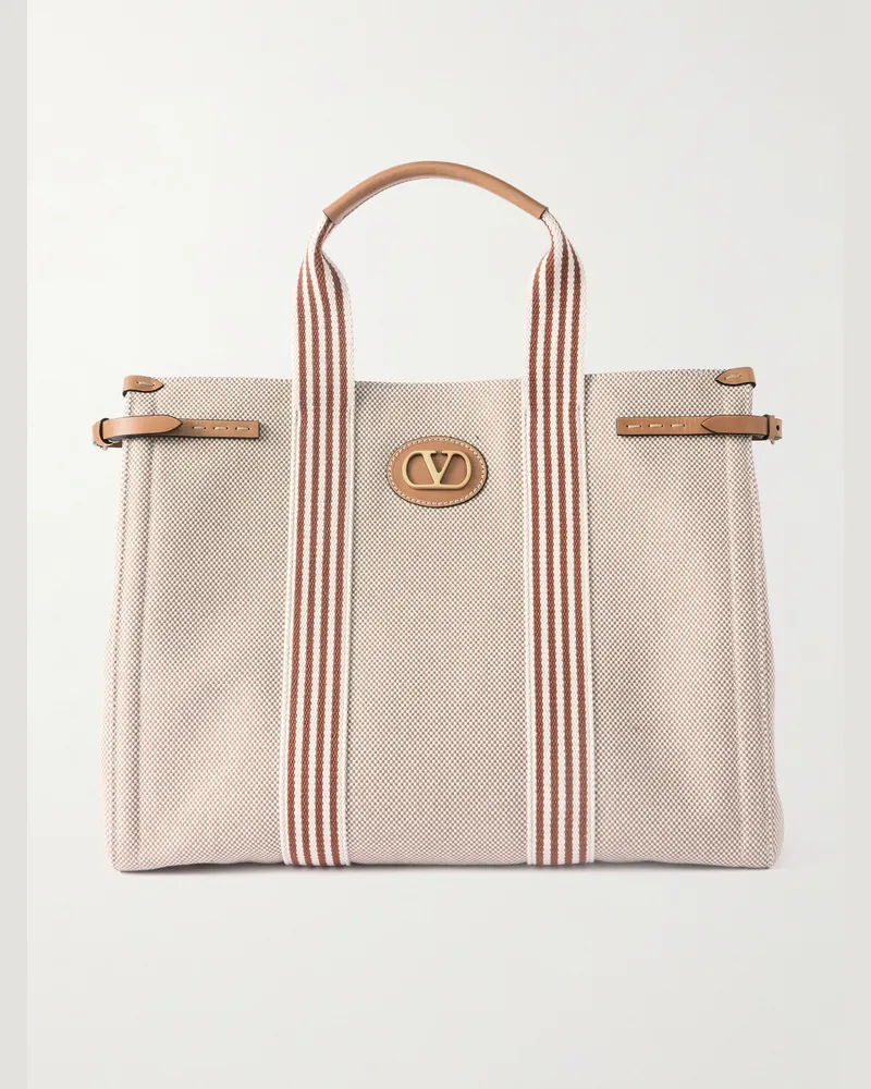 Valentino Garavani Antibes große Tote aus Baumwoll-Canvas mit Logodetail Neutral