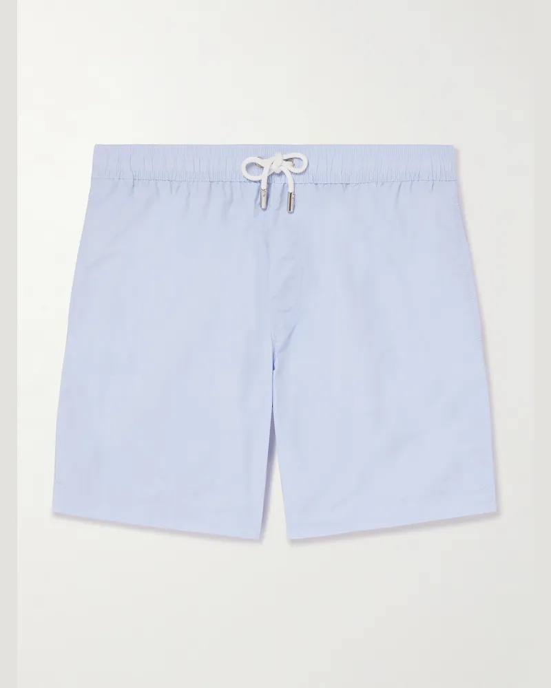 MR P. Gerade geschnittene mittellange Badeshorts Blau