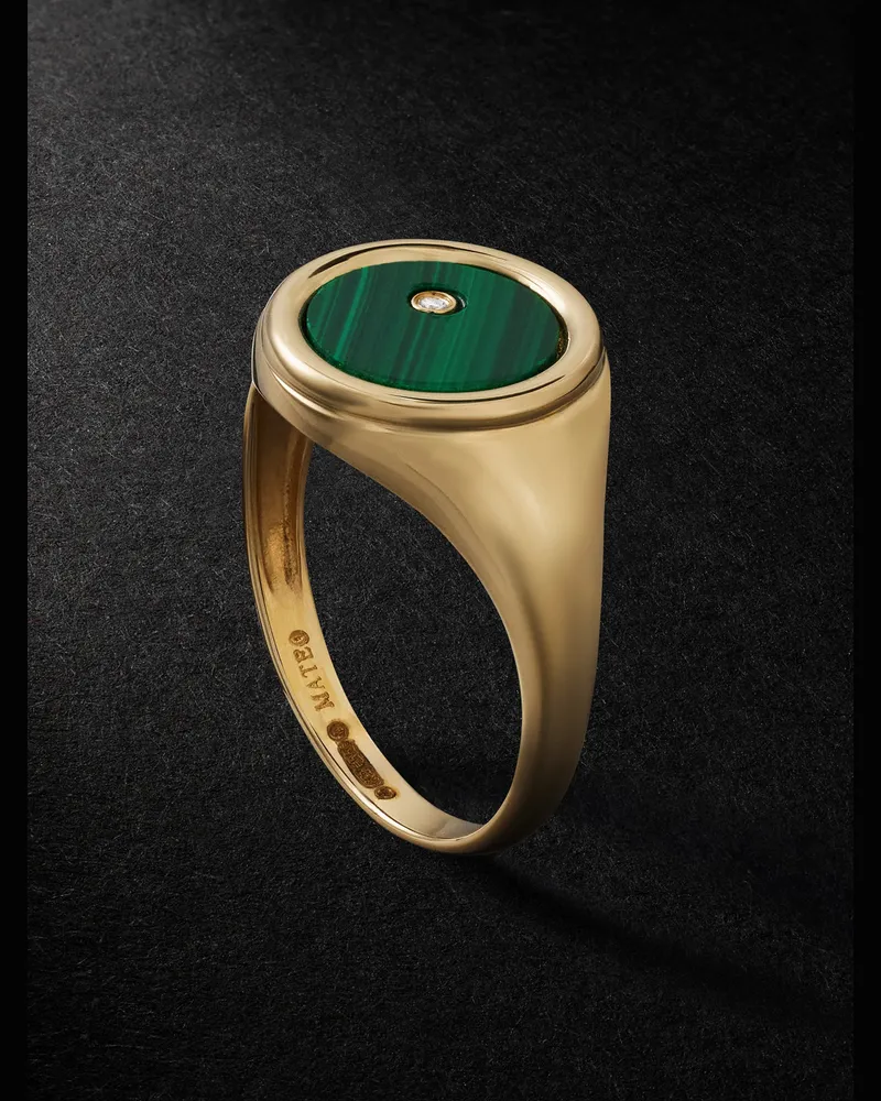 MATEO Siegelring aus Gold mit Malachit und Diamant Gold