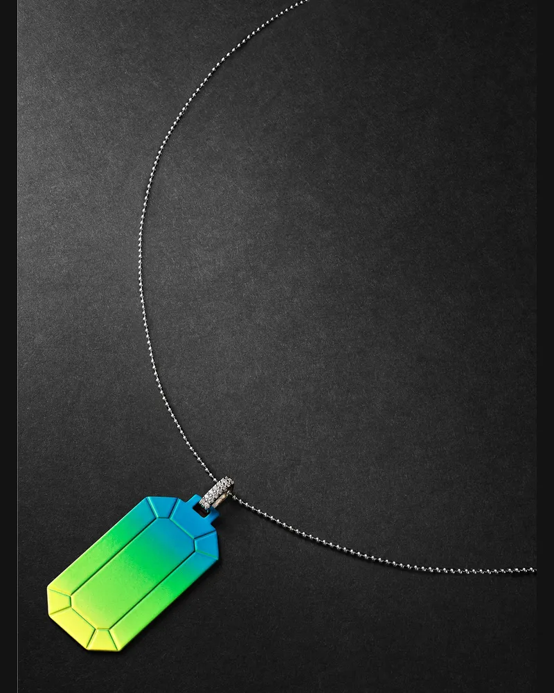 EÉRA Tokyo 18-Karat White Gold Diamond Pendant Necklace Green